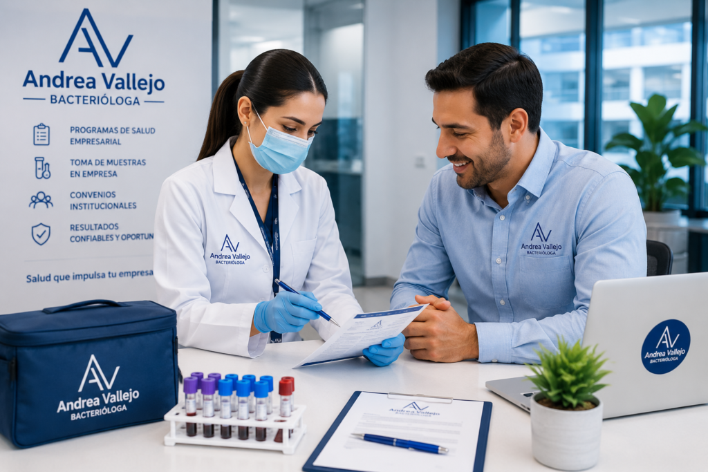 Servicio de laboratorio clínico para empresas e IPS de Andrea Vallejo en Bogotá.